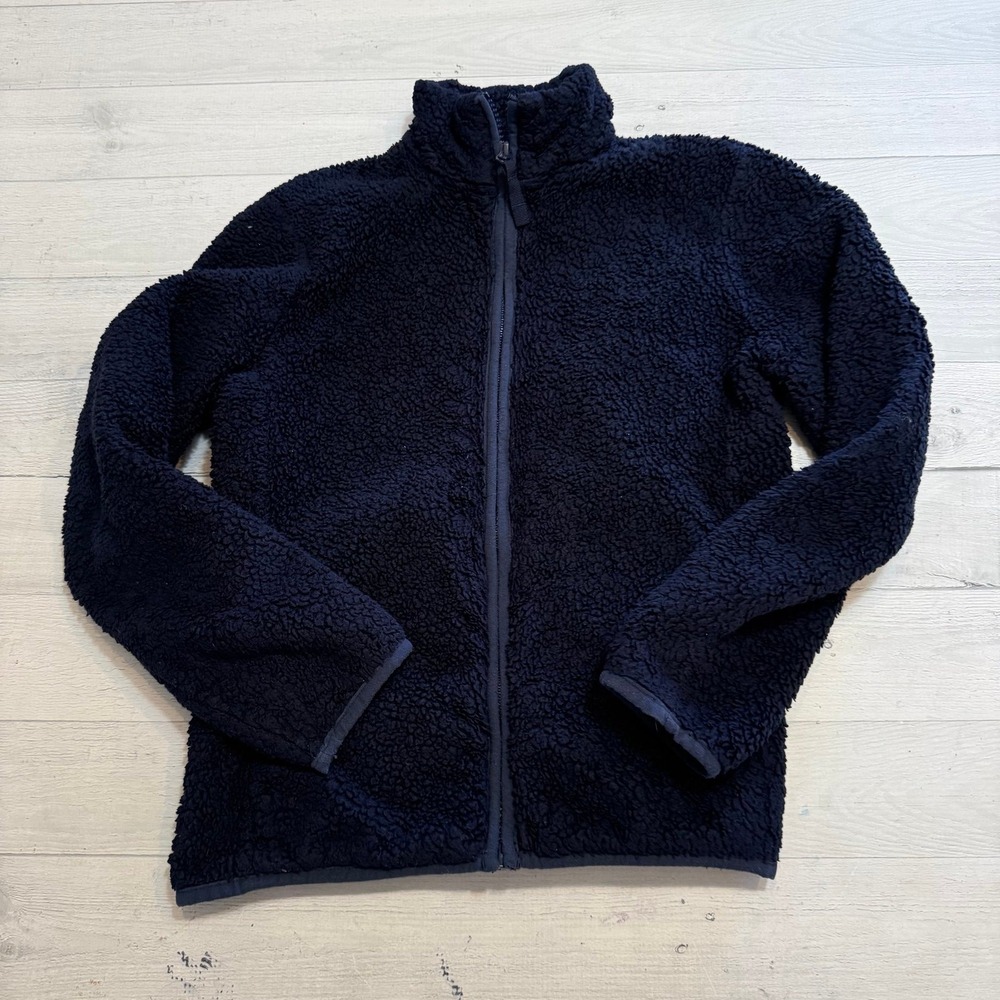 Primary kids navy blue Sherpa fleece zip up sweatshirt size 10‎